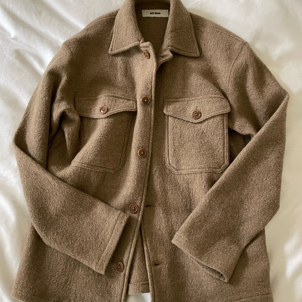 Buck Masons Women’s Felted Wool Shirt Jacket Camel XS
